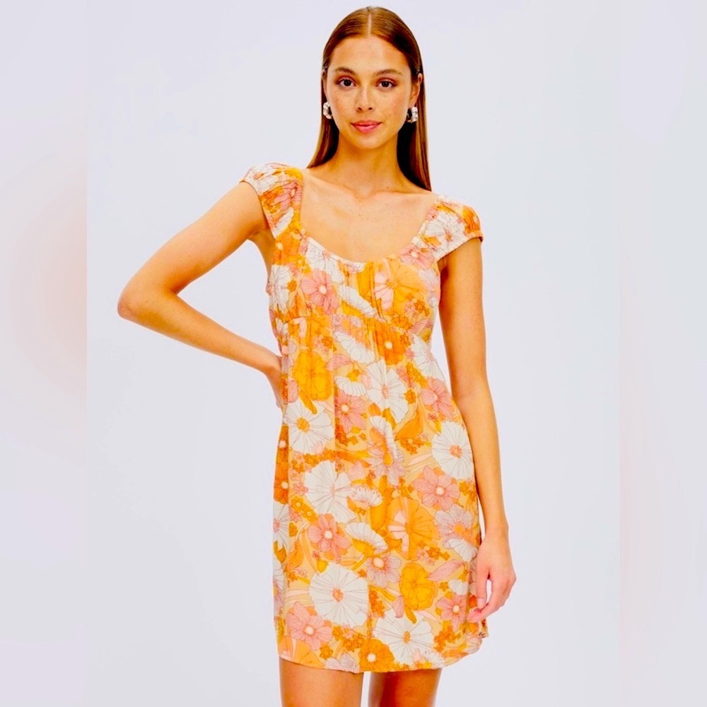 NWT Volcom Women’s Only Good Daze Orange Mini Dress.Size S -018
